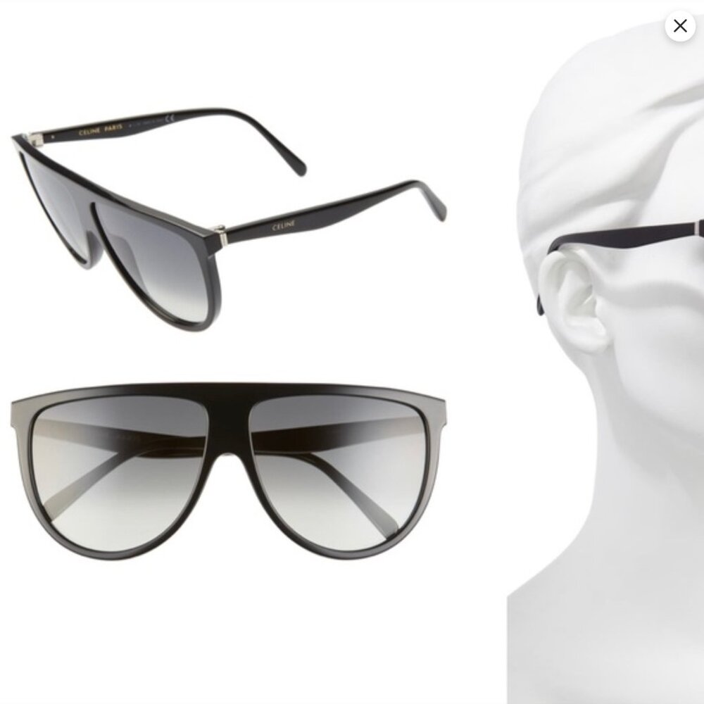 Celine 62cm Oversize Shiny Black Sunglasses - Picture 3 of 13
